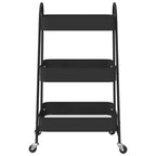 Storage Trolley 3-Tier Black 42x41.5x77 cm Steel