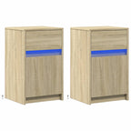 Bedside Cabinets with LED Lights 2 pcs Sonoma Oak Engineered Wood