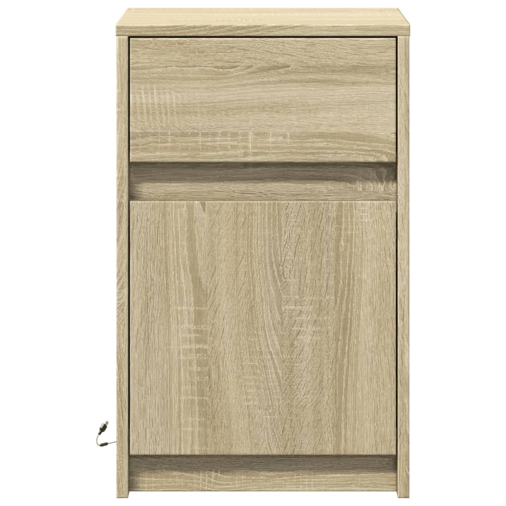 Bedside Cabinets with LED Lights 2 pcs Sonoma Oak Engineered Wood