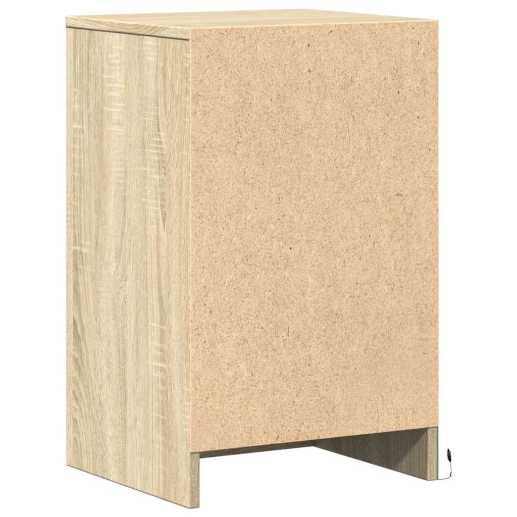 Bedside Cabinets with LED Lights 2 pcs Sonoma Oak Engineered Wood