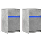 Bedside Cabinets with LED Lights 2 pcs Concrete Grey Engineered Wood