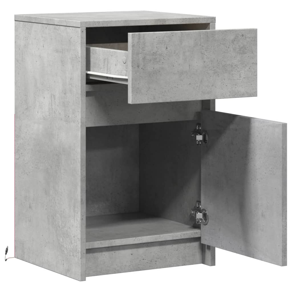 Bedside Cabinets with LED Lights 2 pcs Concrete Grey Engineered Wood