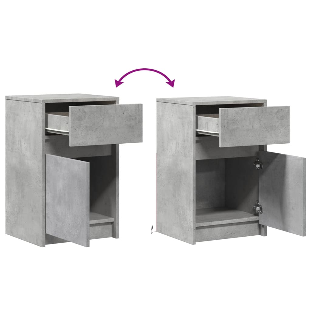 Bedside Cabinets with LED Lights 2 pcs Concrete Grey Engineered Wood