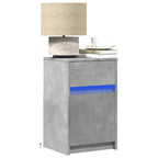 Bedside Cabinets with LED Lights 2 pcs Concrete Grey Engineered Wood