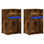 Bedside Cabinets with LED Lights 2 pcs Smoked Oak Engineered Wood