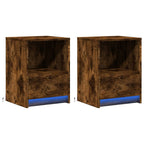 Bedside Cabinets with LED Lights 2 pcs Smoked Oak Engineered Wood