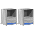 Bedside Cabinets with LED Lights 2 pcs Grey Sonoma Engineered Wood
