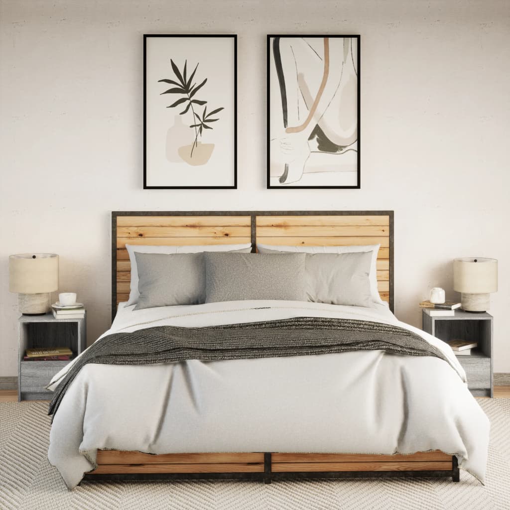 Bedside Cabinets with LED Lights 2 pcs Grey Sonoma Engineered Wood