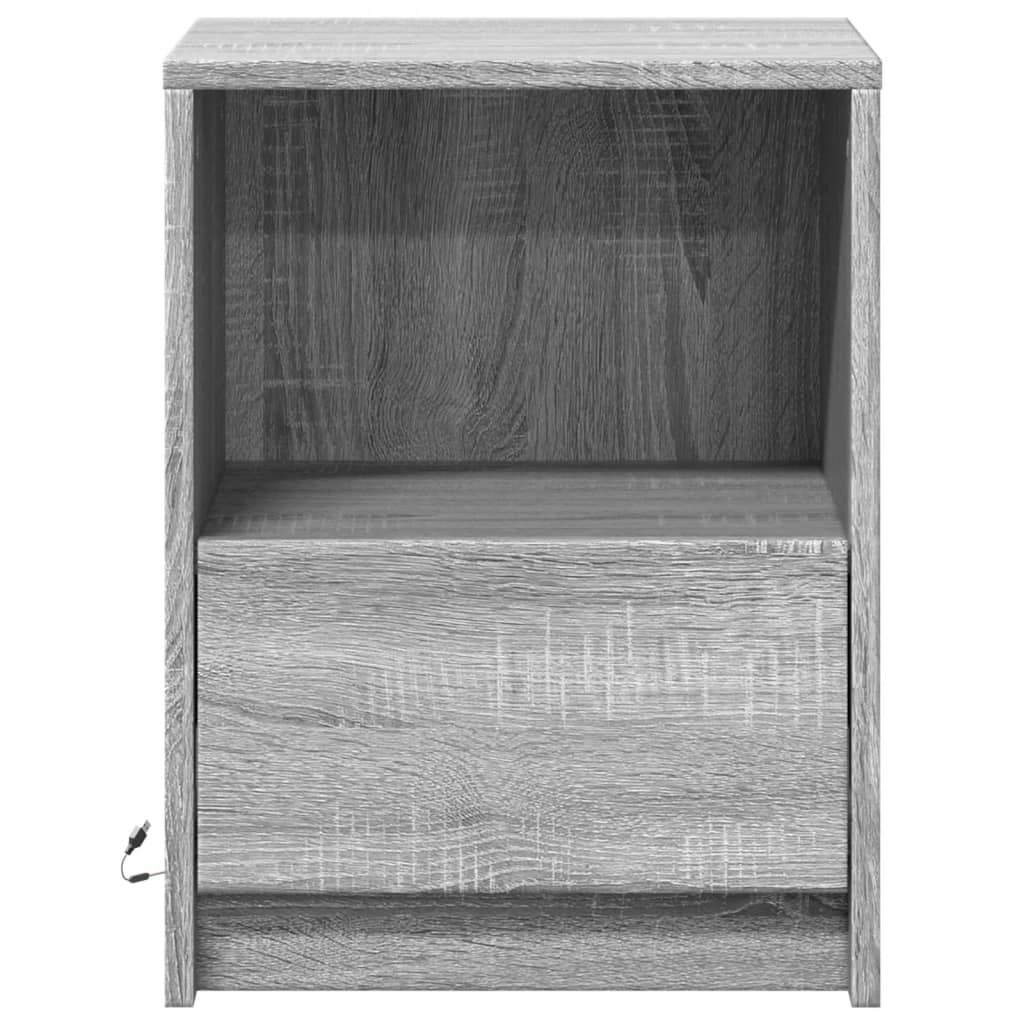 Bedside Cabinets with LED Lights 2 pcs Grey Sonoma Engineered Wood
