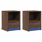 Bedside Cabinets with LED Lights 2 pcs Brown Oak Engineered Wood