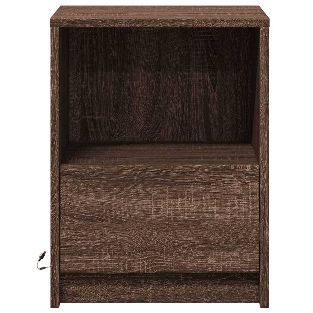 Bedside Cabinets with LED Lights 2 pcs Brown Oak Engineered Wood