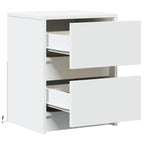 Bedside Cabinet with LED Lights White Engineered Wood