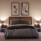 Bedside Cabinets with LED Lights 2 pcs Brown Oak Engineered Wood