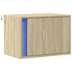 Wall-mounted Bedside Cabinet with LED Lights Sonoma Oak
