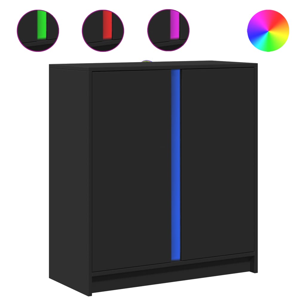 Sideboard with LED Black 77x34x85 cm Engineered Wood