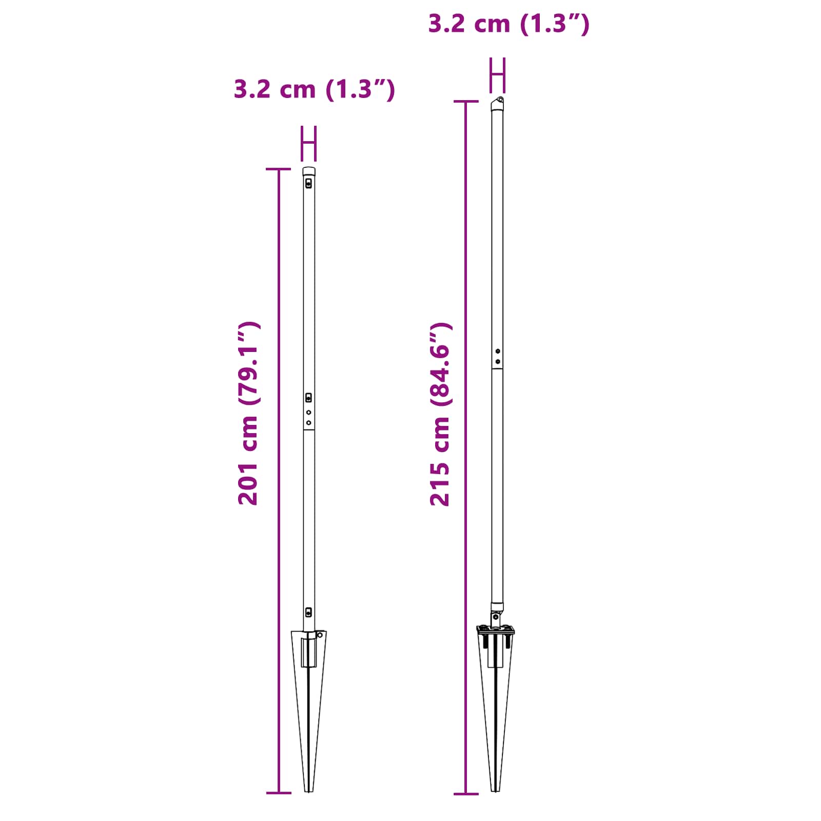 Fence Post 26 pcs Grey 3.2 x 3.2 x 215 cm