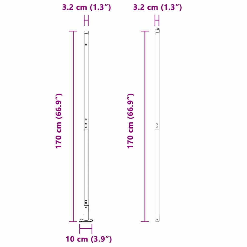 Fence Post 52 pcs Grey 3.2 x 3.2 x 88.5 cm