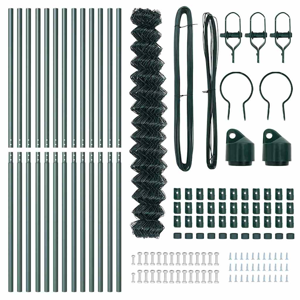 Fence Post Green 25 x 1.6 m (60 x 60 mm mesh) Steel and PVC