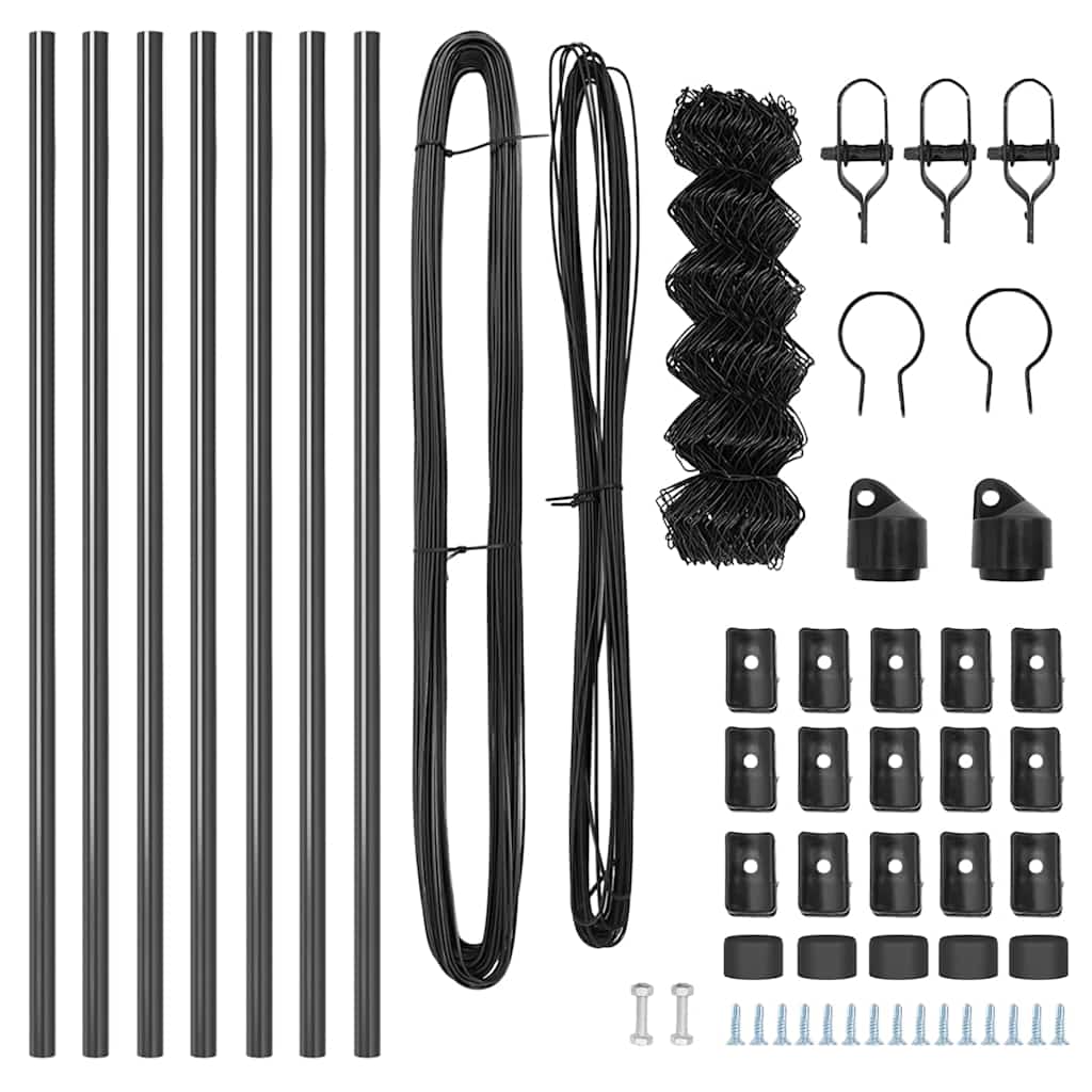 Fence Post Grey 10 x 0.4 m (40 x 40 mm mesh) Steel and PVC