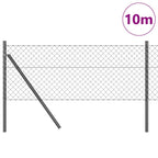 Fence Post Grey 10 x 0.6 m (40 x 40 mm mesh) Steel and PVC