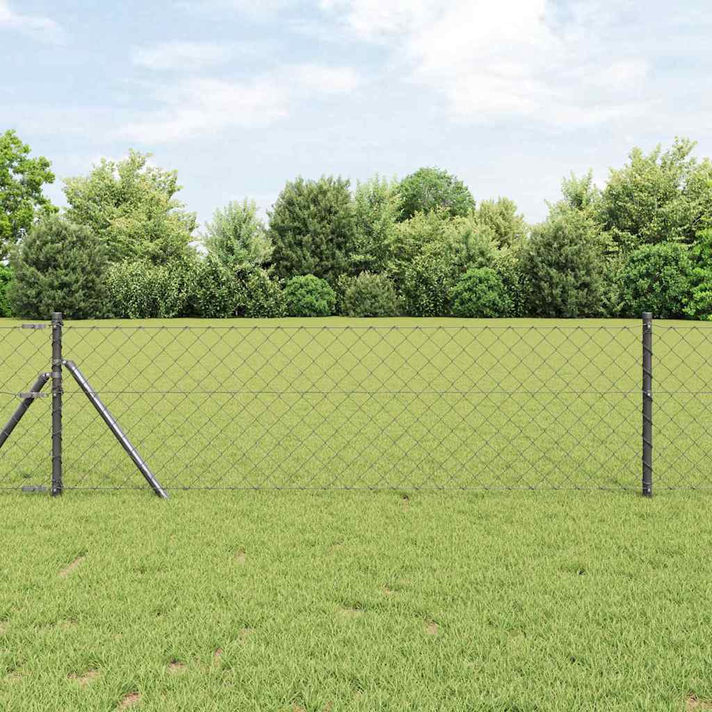 Fence Post Grey 10 x 0.6 m (60 x 60 mm mesh) Steel and PVC