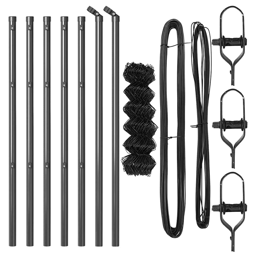 Fence Post Grey 10 x 0.8 m (60 x 60 mm mesh) Steel and PVC