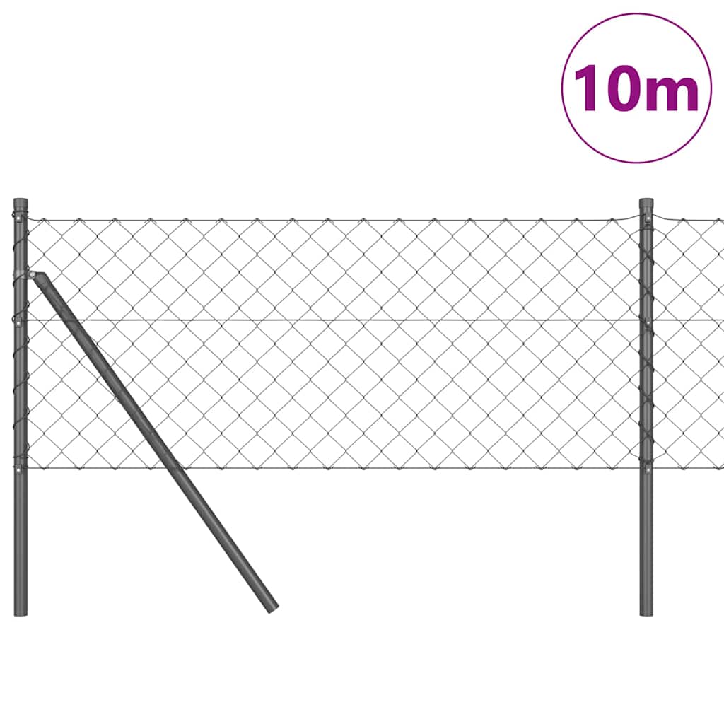 Fence Post Grey 10 x 0.8 m (60 x 60 mm mesh) Steel and PVC