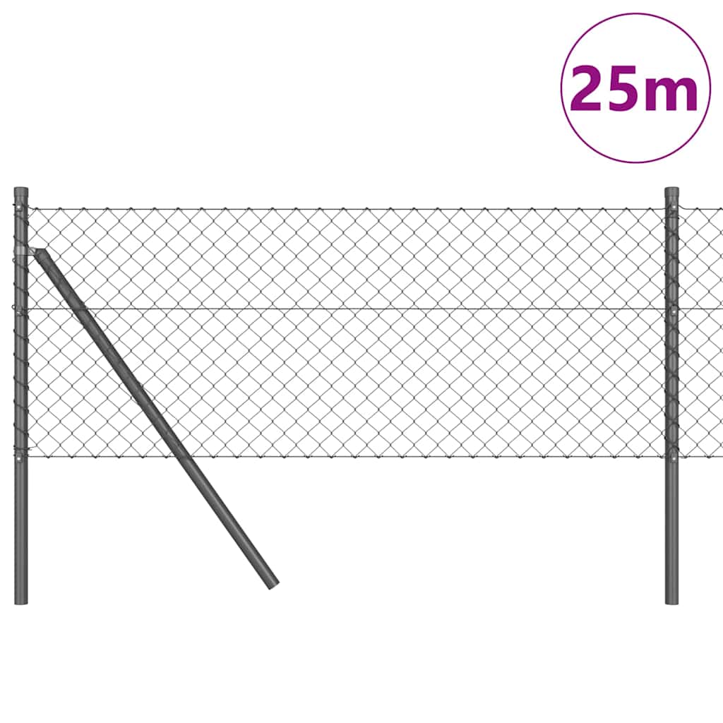 Fence Post Grey 25 x 0.8 m (40 x 40 mm mesh) Steel and PVC
