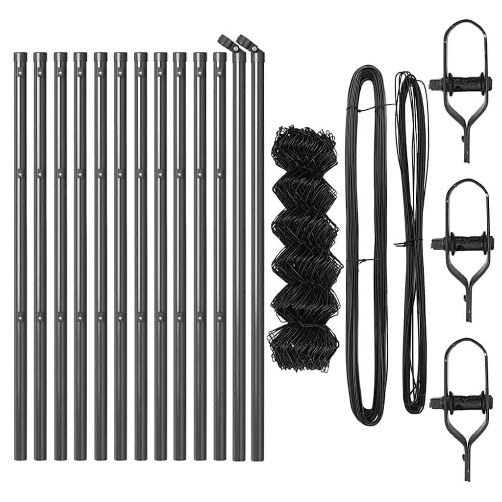 Fence Post Grey 25 x 0.4 m (60 x 60 mm mesh) Steel and PVC