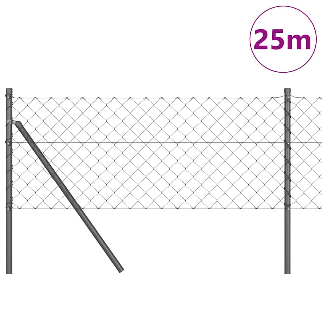 Fence Post Grey 25 x 0.4 m (60 x 60 mm mesh) Steel and PVC
