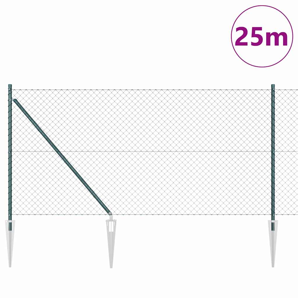 Fence Post Green 25 x 1 m (40 x 40 mm mesh) Steel and PVC