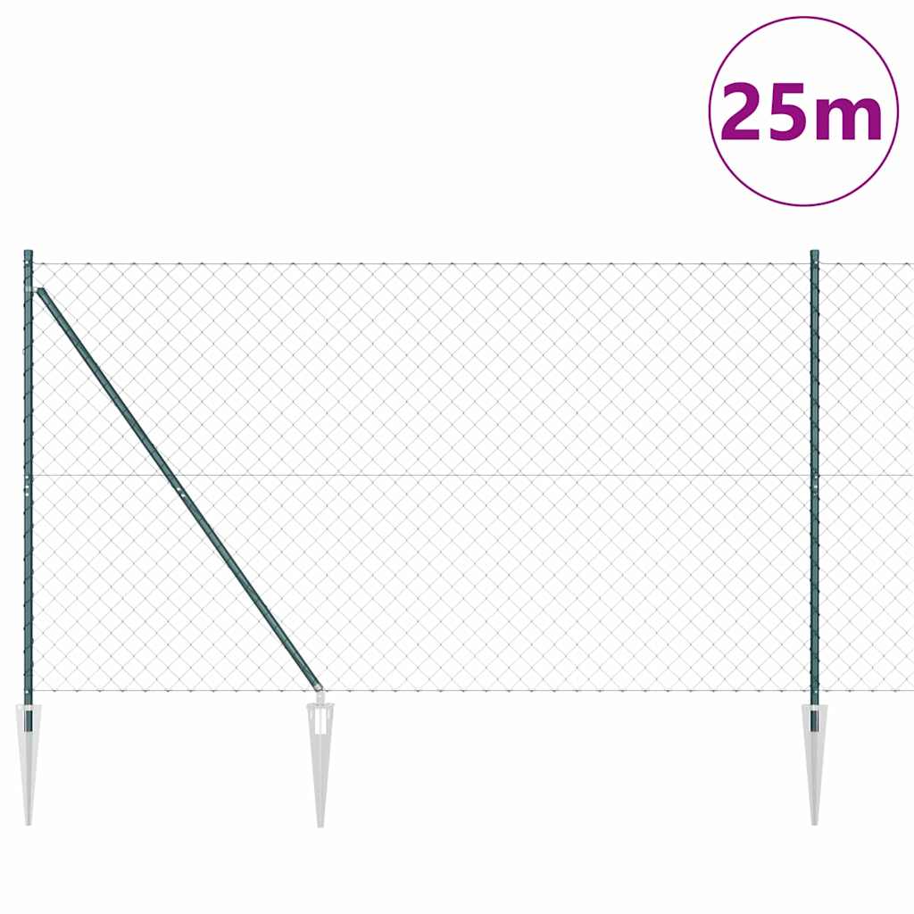 Fence Post Green 25 x 1.6 m (60 x 60 mm mesh) Steel and PVC