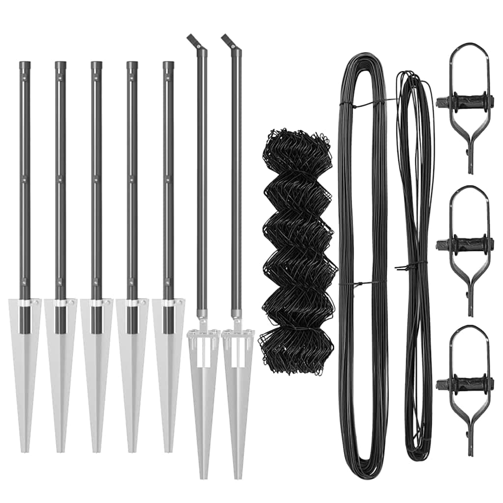 Fence Post Grey 10 x 0.8 m (60 x 60 mm mesh) Steel and PVC