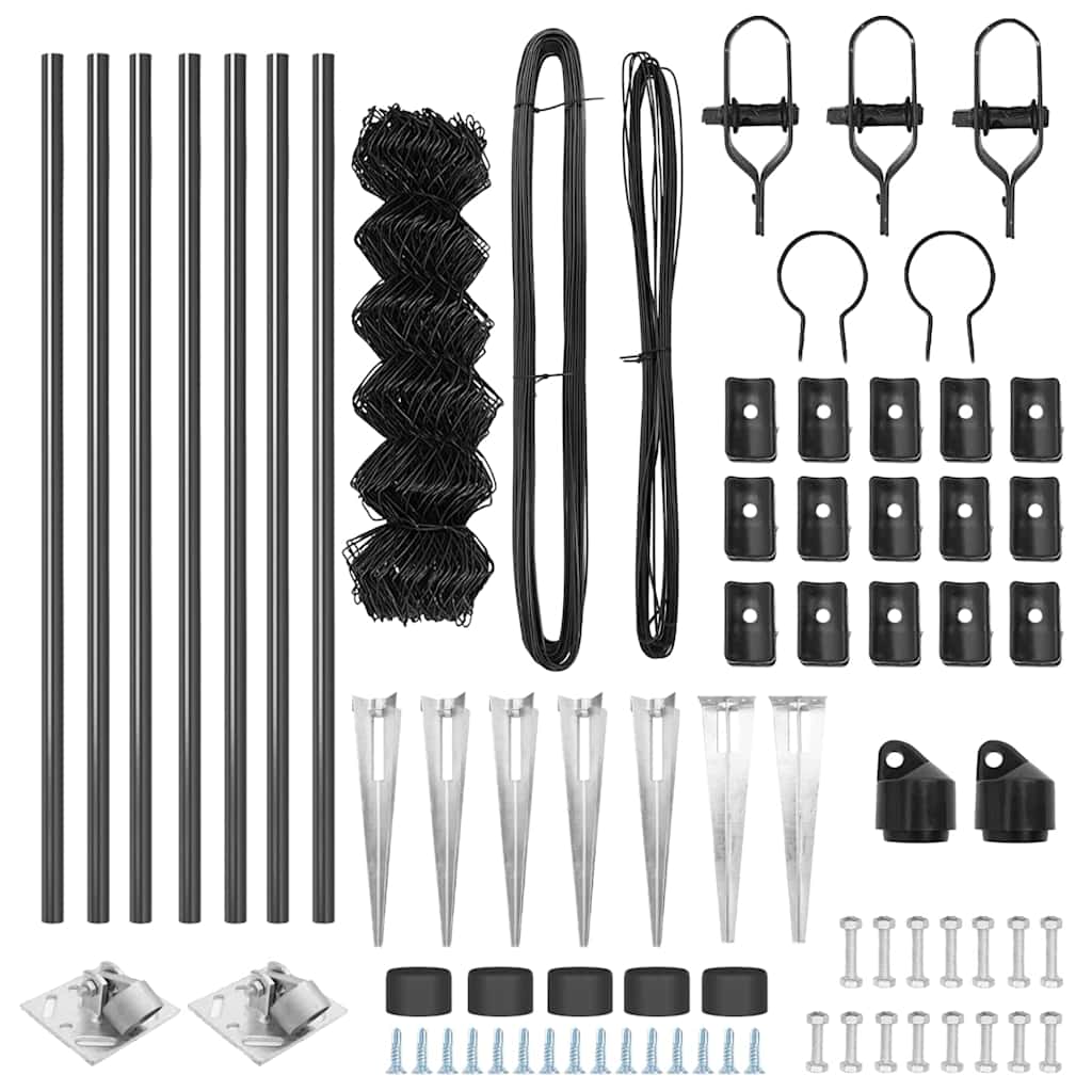 Fence Post Grey 10 x 1 m (60 x 60 mm mesh) Steel and PVC