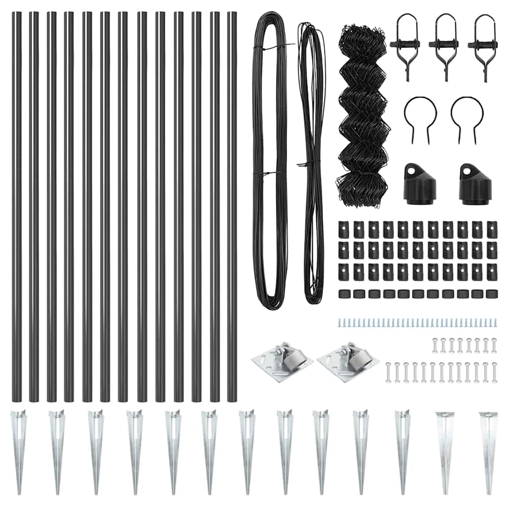 Fence Post Grey 25 x 0.8 m (40 x 40 mm mesh) Steel and PVC