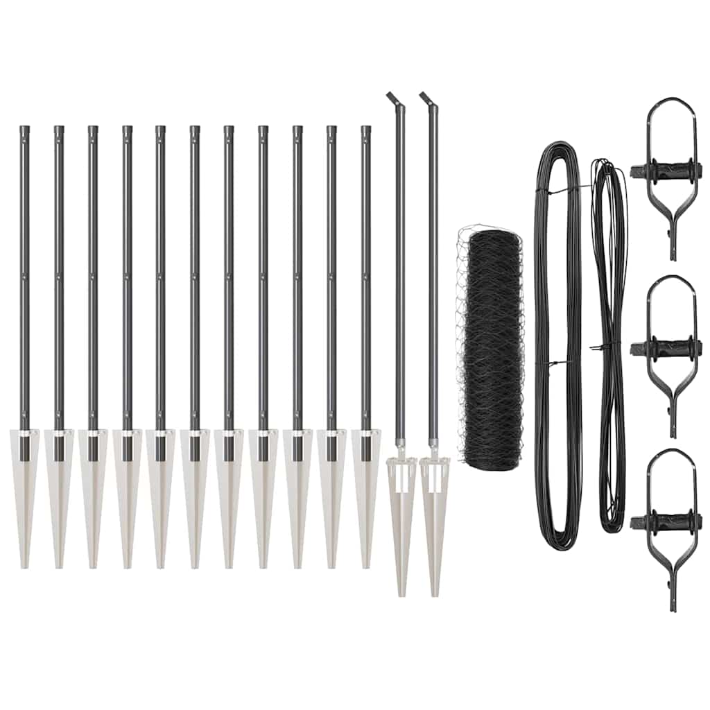 Fence Post Grey 25 x 1 m (40 x 40 mm mesh) Steel and PVC