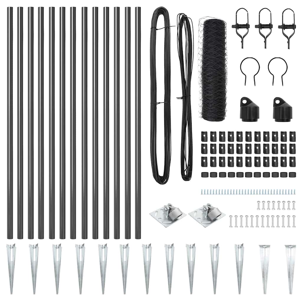 Fence Post Grey 25 x 1 m (40 x 40 mm mesh) Steel and PVC