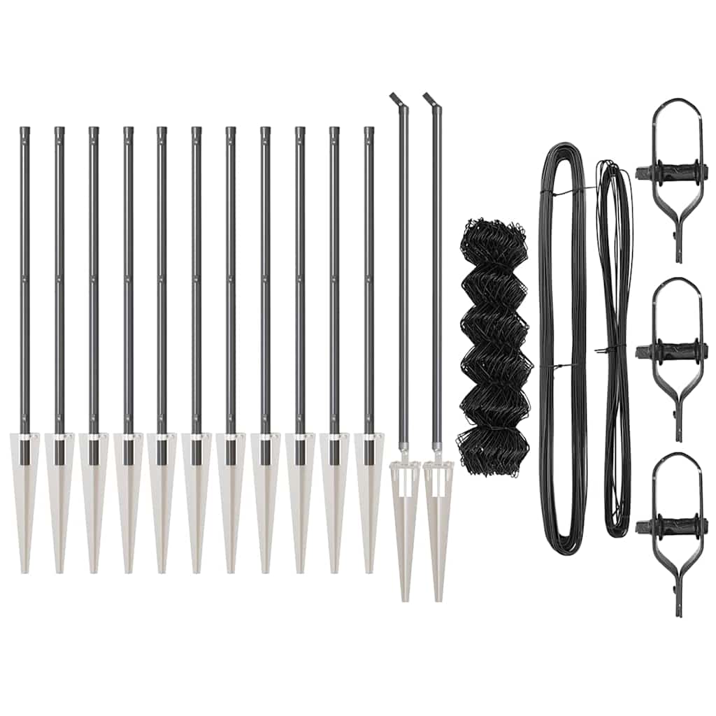 Fence Post Grey 25 x 0.4 m (60 x 60 mm mesh) Steel and PVC