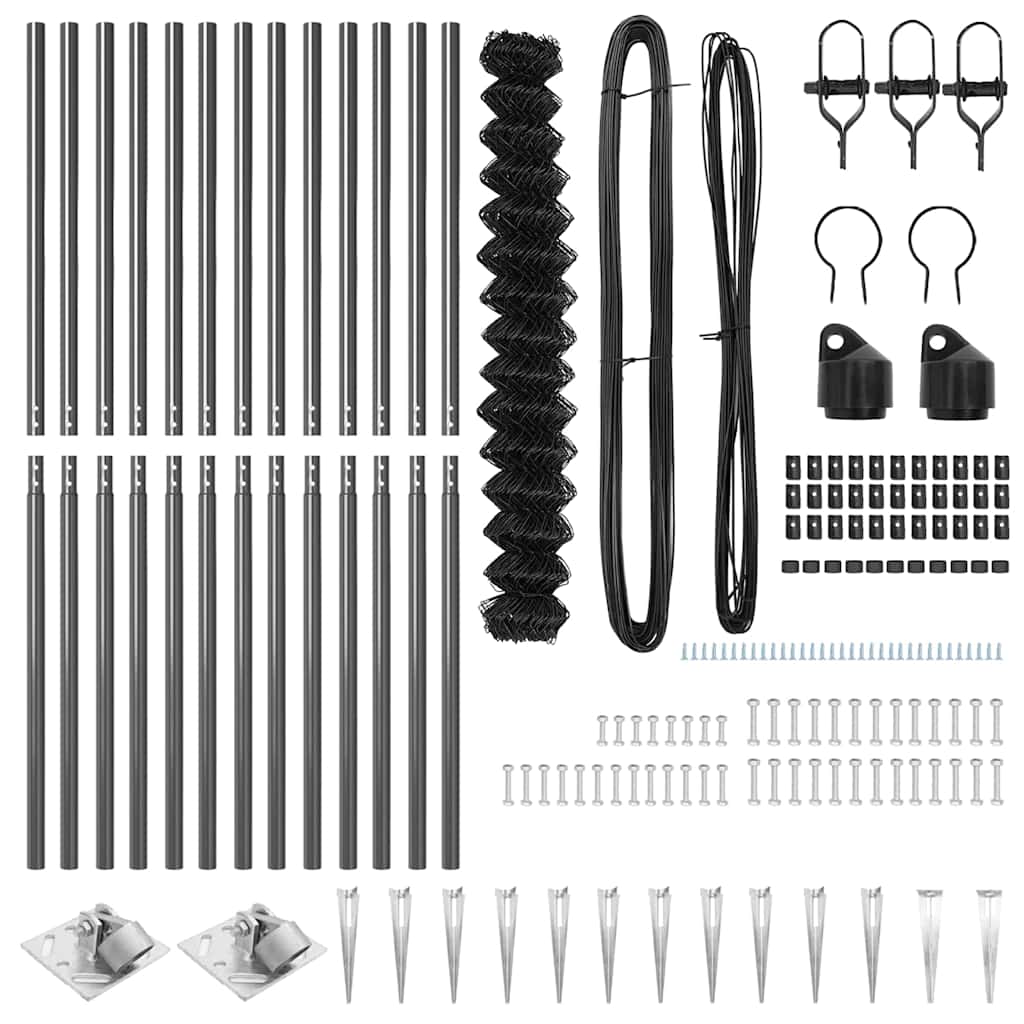 Fence Post Grey 25 x 1.6 m (60 x 60 mm mesh) Steel and PVC