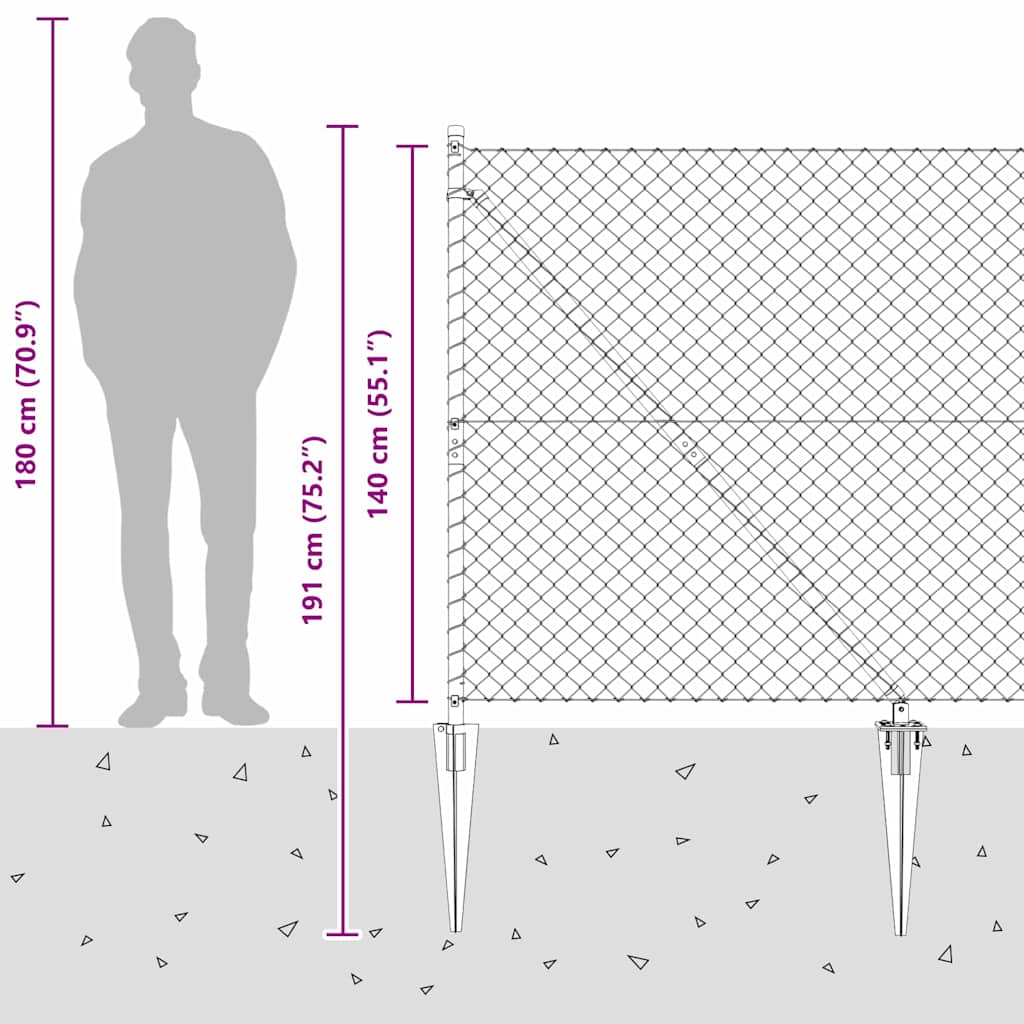 Fence Post Silver 10 x 1.4 m (40 x 40 mm mesh) Steel