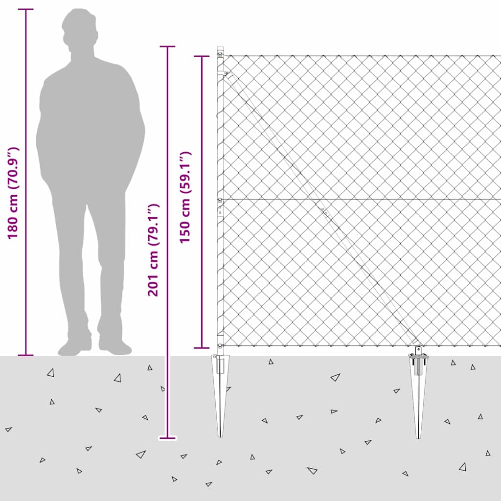 Fence Post Silver 10 x 1.5 m (40 x 40 mm mesh) Steel