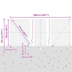 Fence Post Silver 10 x 1.5 m (40 x 40 mm mesh) Steel