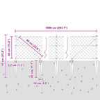 Fence Post Silver 10 x 0.4 m (60 x 60 mm mesh) Steel