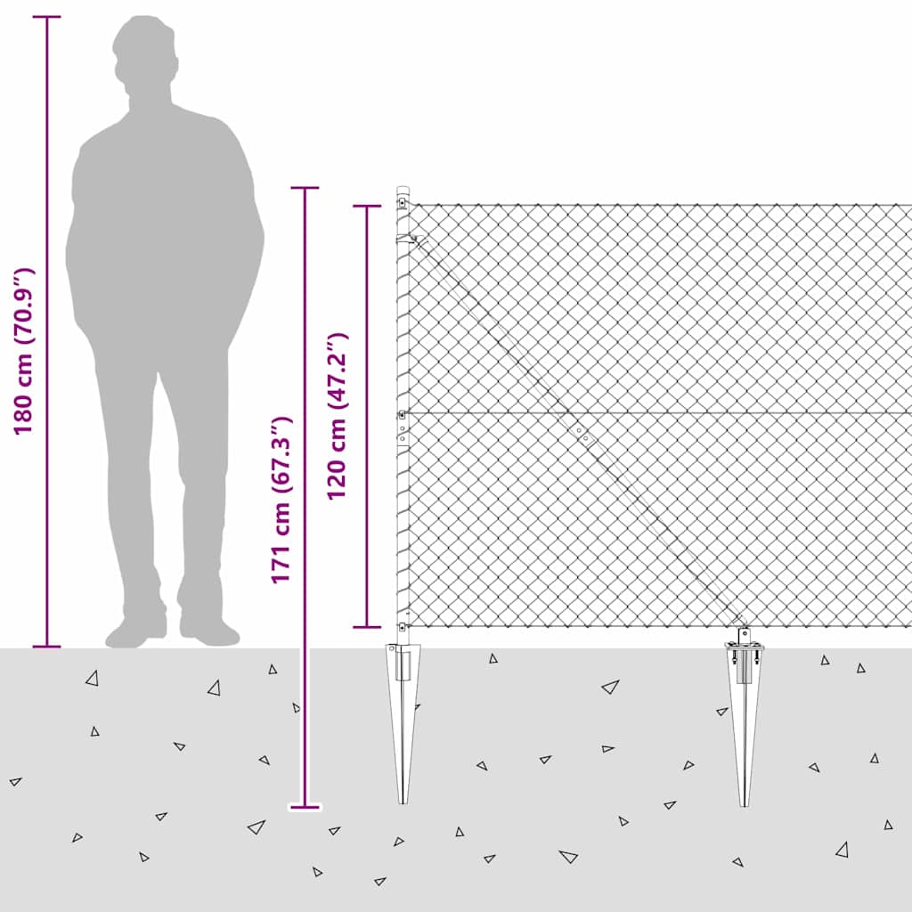 Fence Post Silver 10 x 1.2 m (60 x 60 mm mesh) Steel