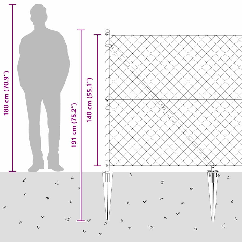 Fence Post Silver 10 x 1.4 m (60 x 60 mm mesh) Steel