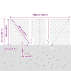 Fence Post Silver 10 x 1.6 m (60 x 60 mm mesh) Steel