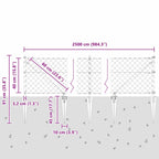 Fence Post Silver 25 x 0.4 m (60 x 60 mm mesh) Steel