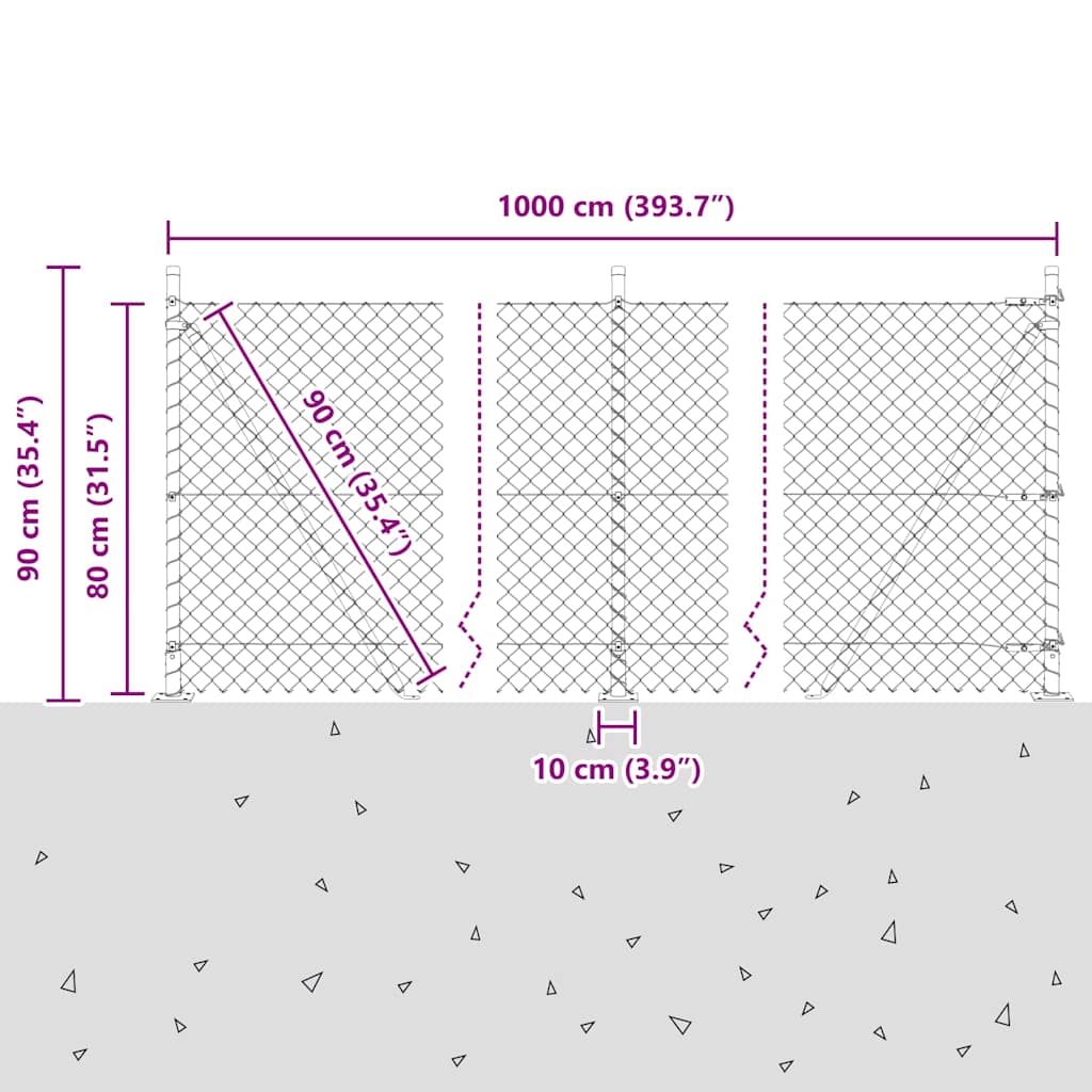 Fence Post Green 10 x 0.8 m (40 x 40 mm mesh) Steel and PVC