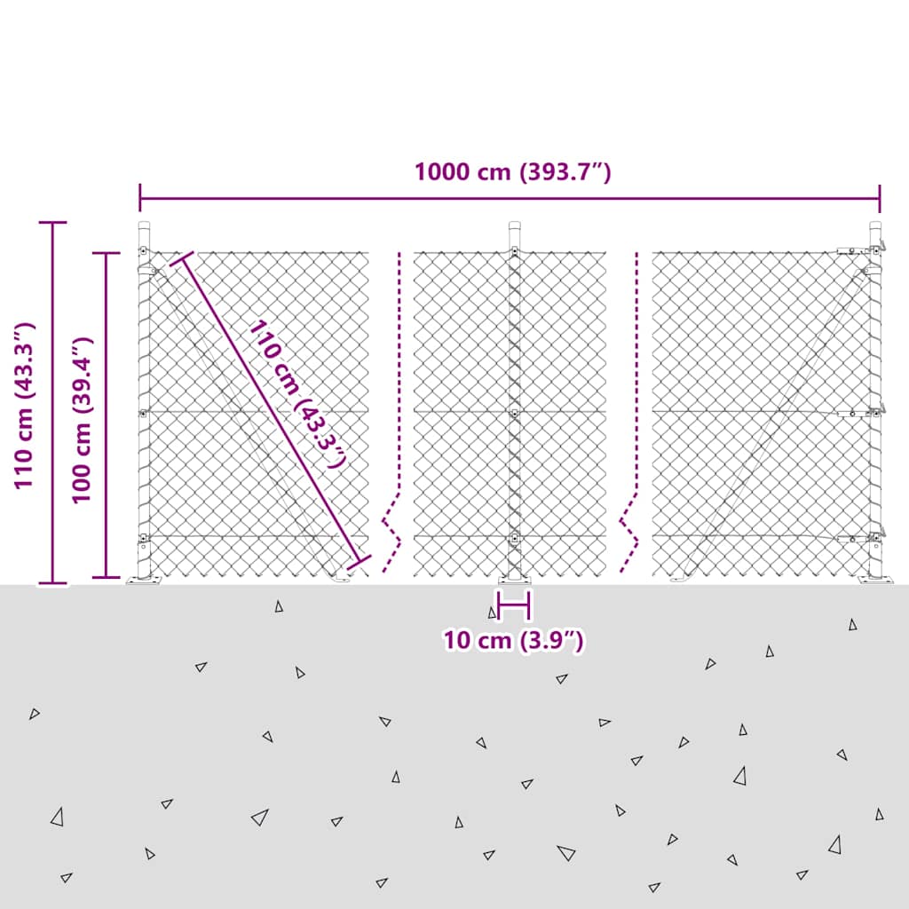 Fence Post Green 10 x 1 m (40 x 40 mm mesh) Steel and PVC