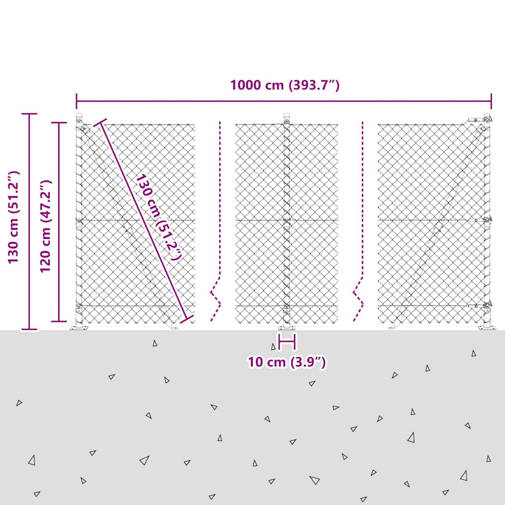 Fence Post Green 10 x 1.2 m (40 x 40 mm mesh) Steel and PVC